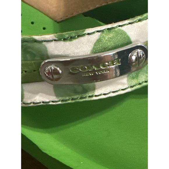 Coach Green Wedge Thong Sandals Polka Dot Accents Comfortable Summer Size 9.5 - Picture 3 of 7